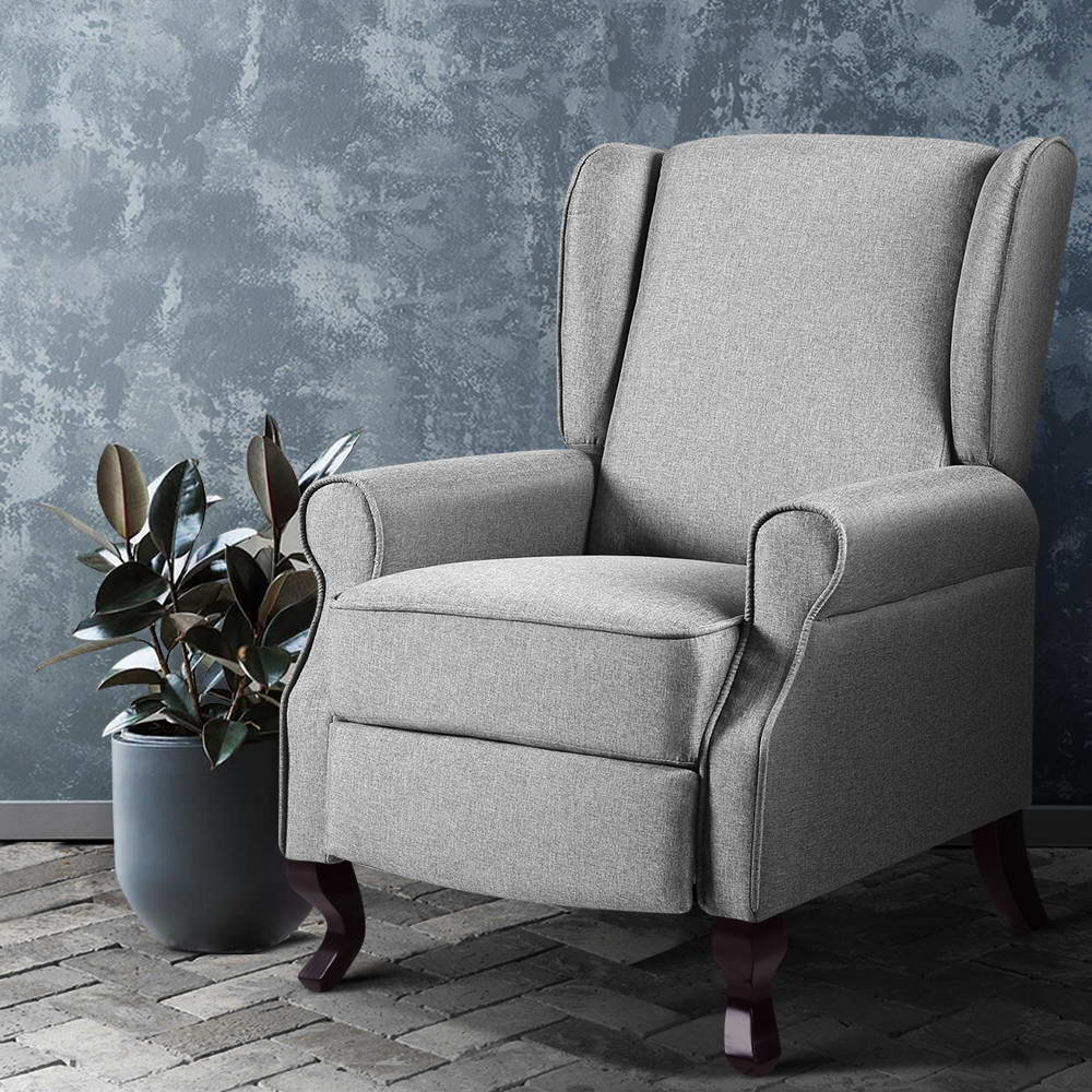 Recliner Chair Luxury Lounge Armchair Single Sofa Couch Fabric Grey - image7