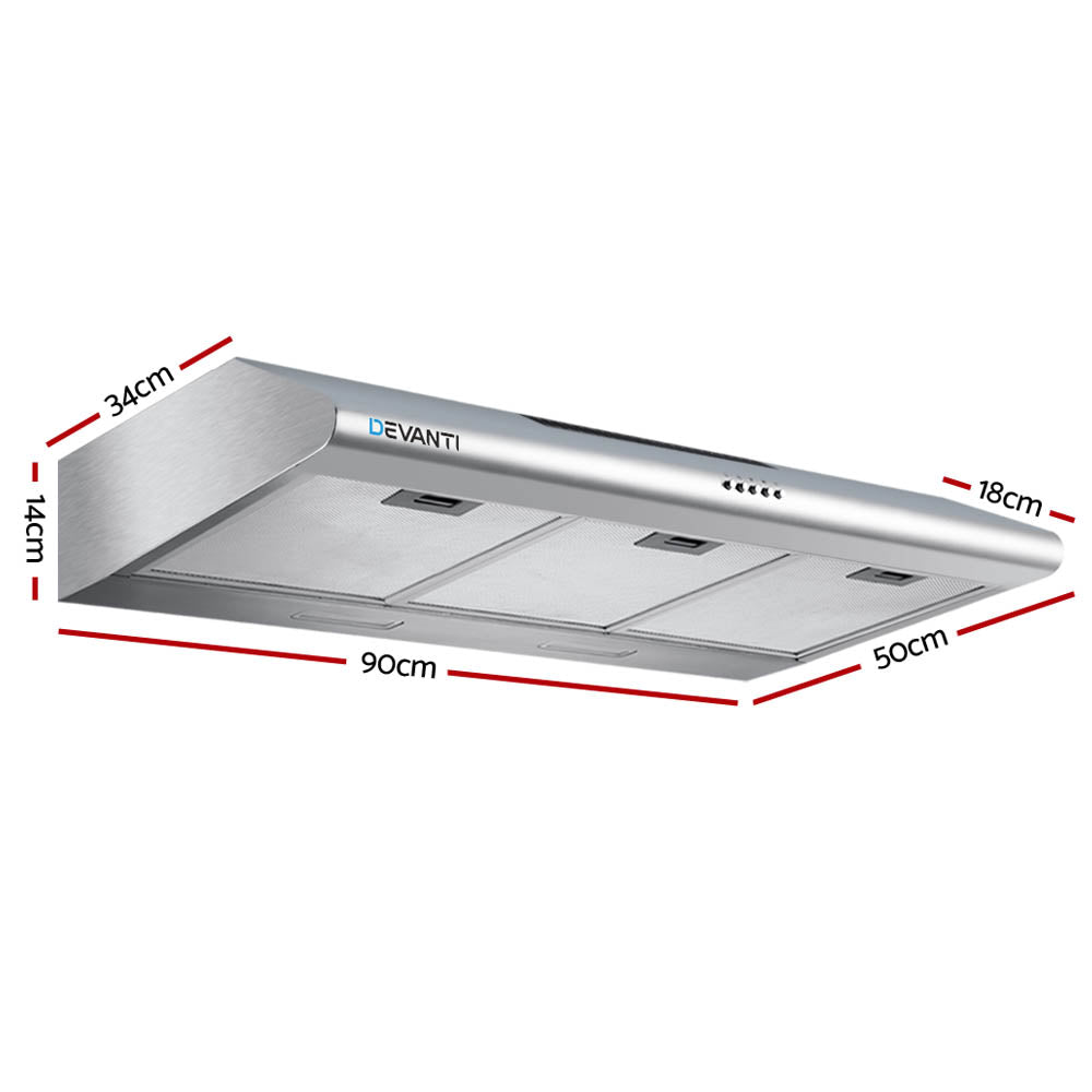 Fixed Range Hood Rangehood Stainless Steel Kitchen Canopy 90cm 900mm - image2