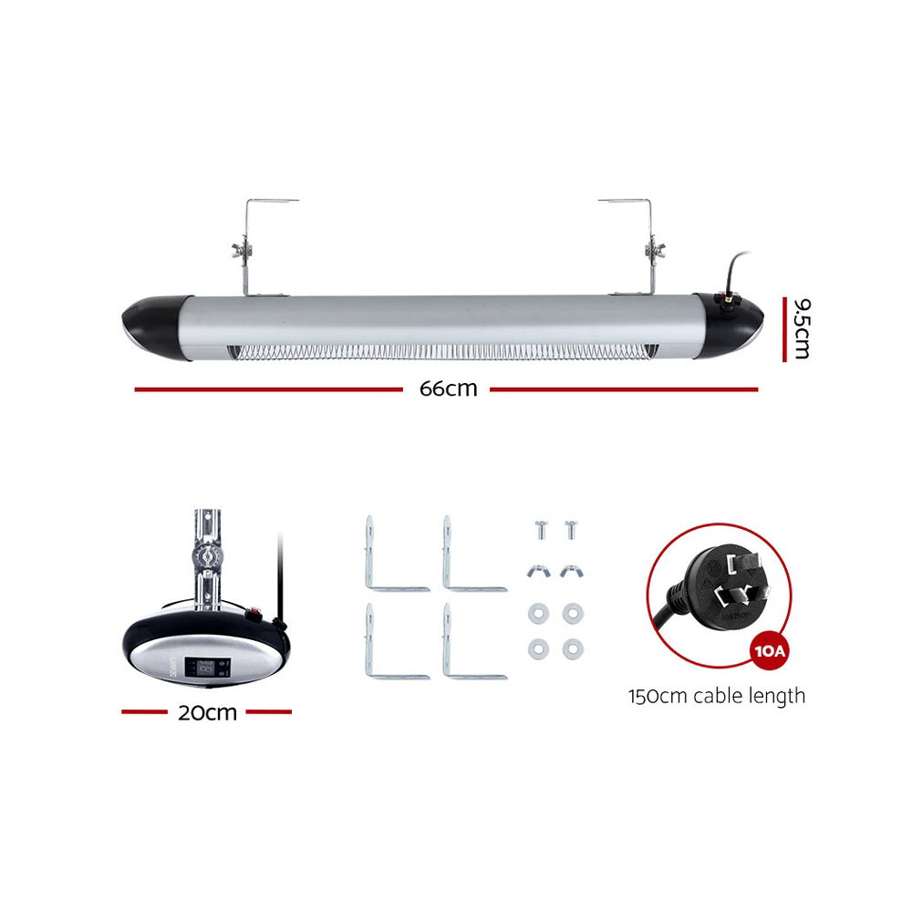 Electric Infrared Patio Heater Radiant Strip Indoor Outdoor Heaters Remote Control 1500W - image2