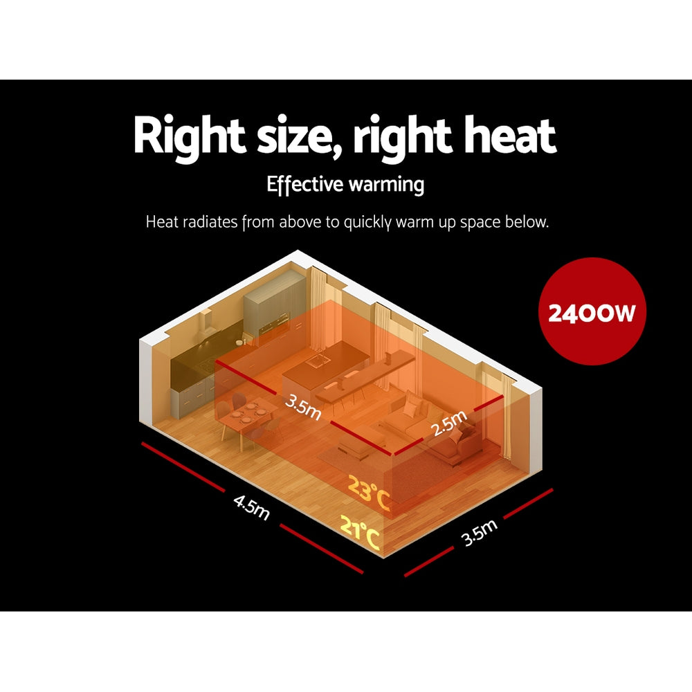 Electric Infrared Radiant Strip Heater Panel Heat Remote Control 2400W - image4