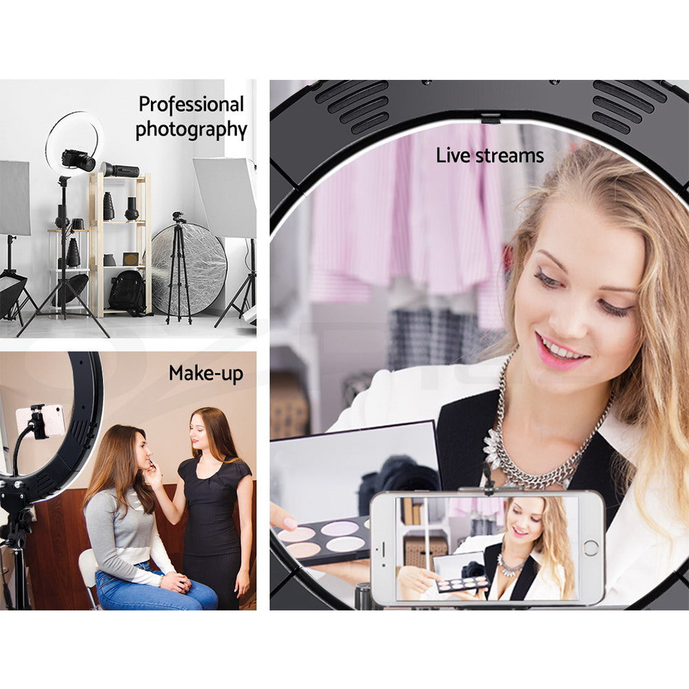 19" LED Ring Light 6500K 5800LM Dimmable Diva With Stand Make Up Studio Video - image3