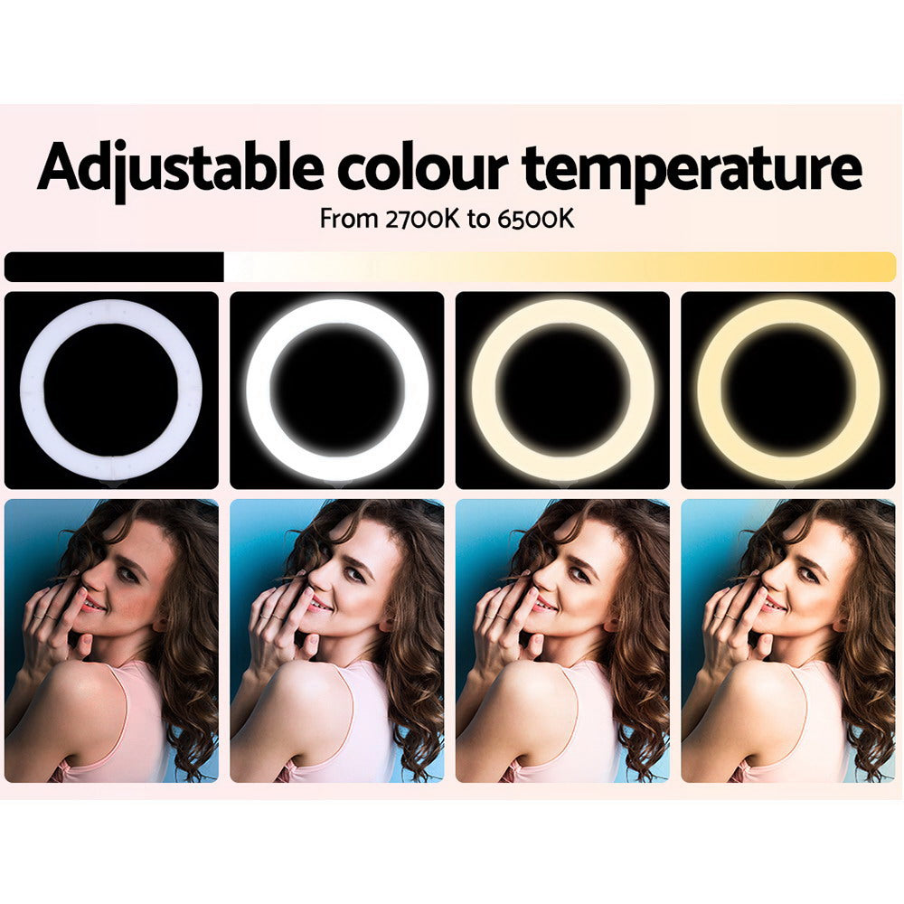 19" LED Ring Light 6500K 5800LM Dimmable Diva With Stand Make Up Studio Video - image4