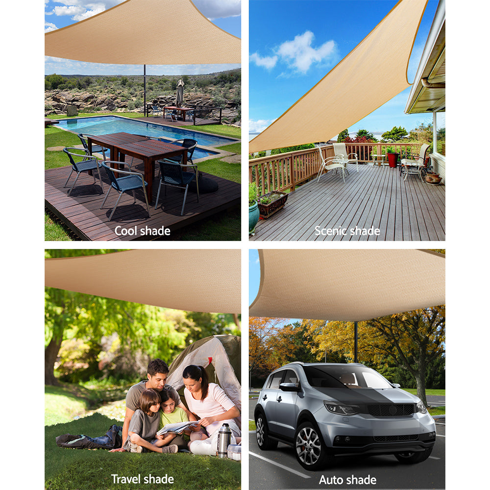 Sun Shade Sail Cloth Shadecloth Rectangle Canopy Sand 280gsm 3x6m - image4