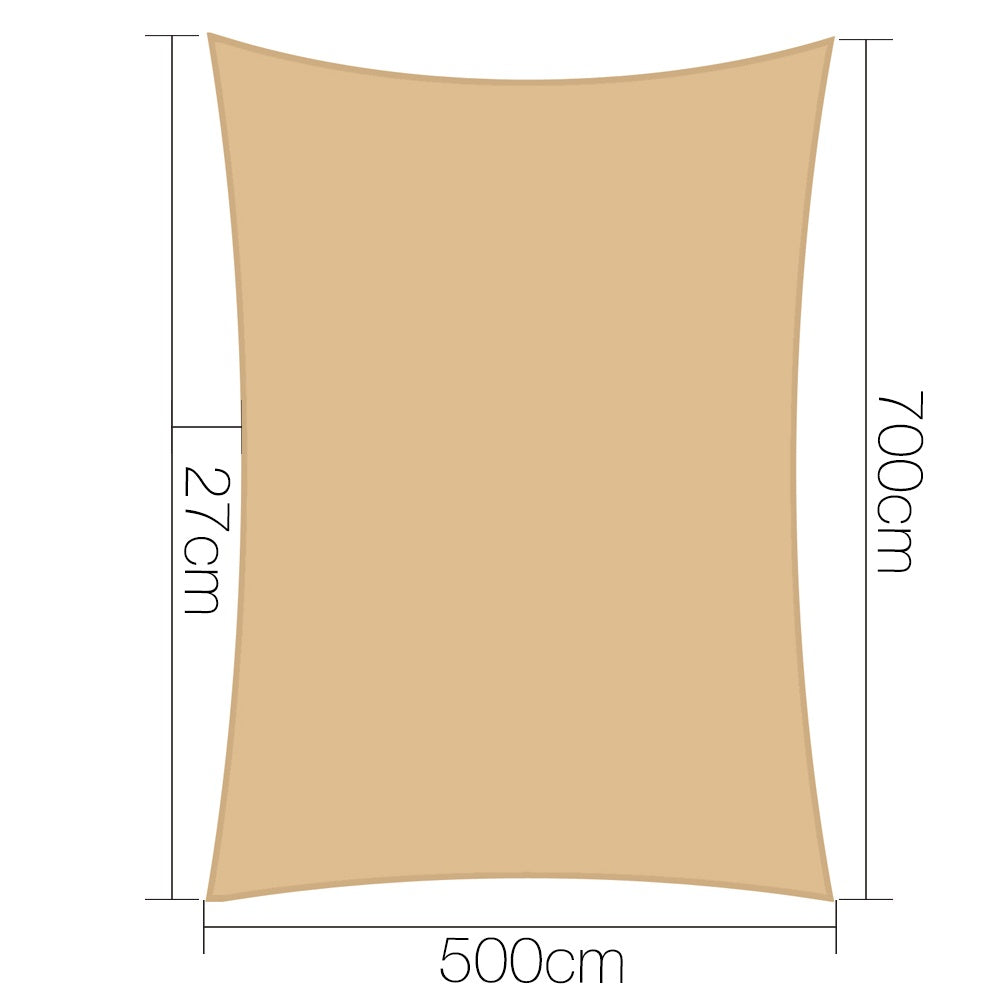 280gsm 5x7m Sun Shade Sail Canopy Rectangle - image2