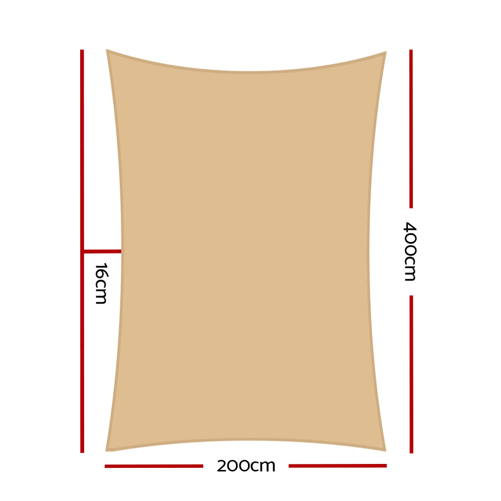 Sun Shade Sail Cloth Shadecloth Rectangle Heavy Duty Sand Canopy 2x4m - image2