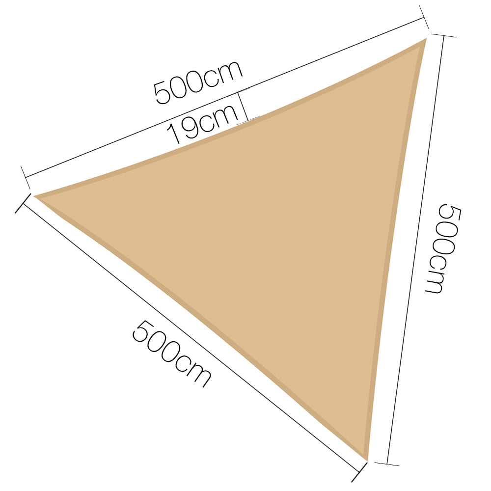 5 x 5 x 5m Waterproof Triangle Shade Sail Cloth - Sand Beige - image2