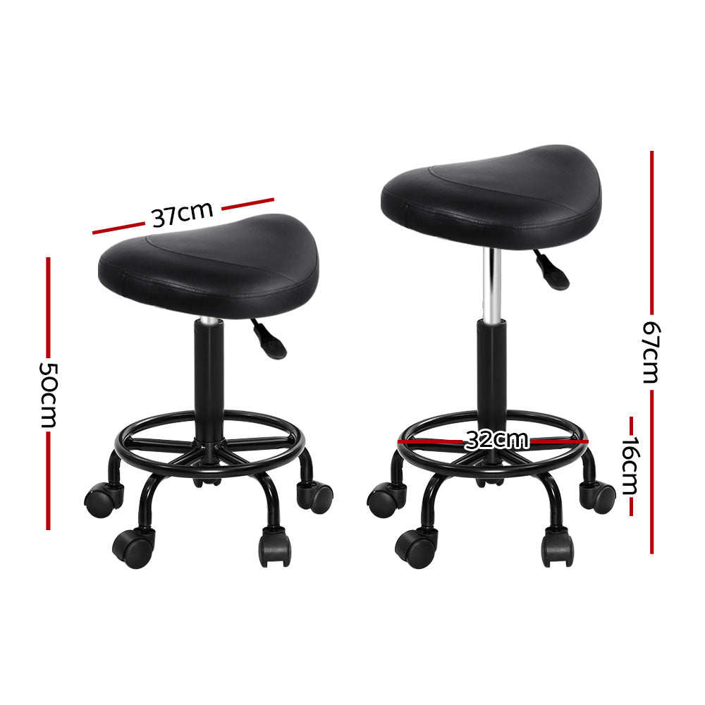 Saddle Stool Salon Chair Black Swivel Beauty Barber Hairdressing Gas Lift - image2