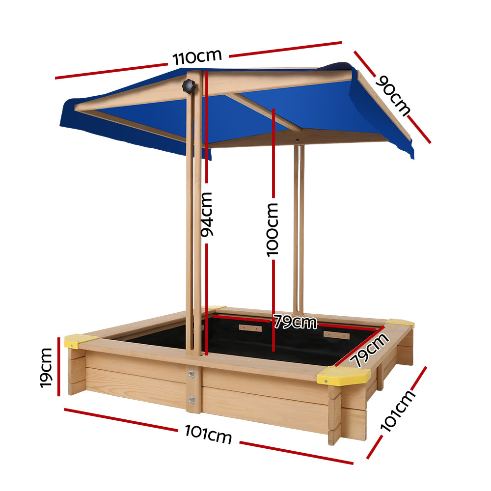 Wooden Outdoor Sand Box Set Sand Pit- Natural Wood - image2