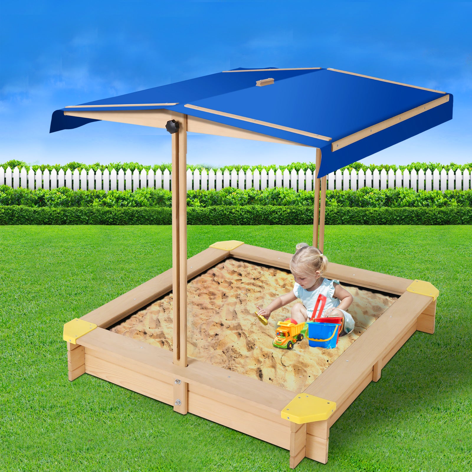 Wooden Outdoor Sand Box Set Sand Pit- Natural Wood - image7