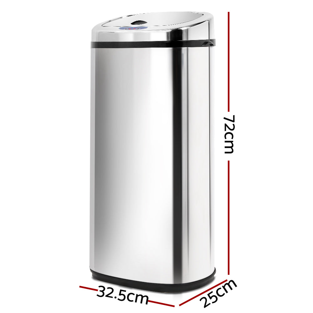 50L Stainless Steel Motion Sensor Rubbish Bin - image2