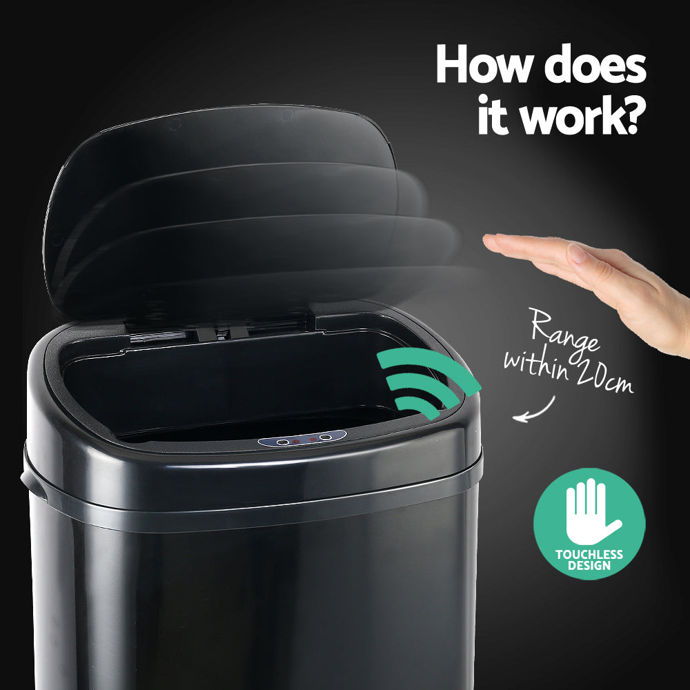 68L Motion Sensor Rubbish Bin - Black - image4