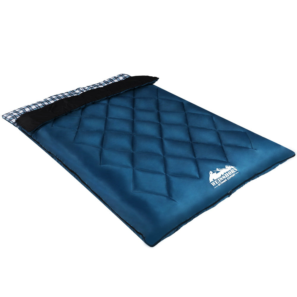 Sleeping Bag Bags Double Camping Hiking -10¬∞C to 15¬∞C Tent Winter Thermal Navy - image3