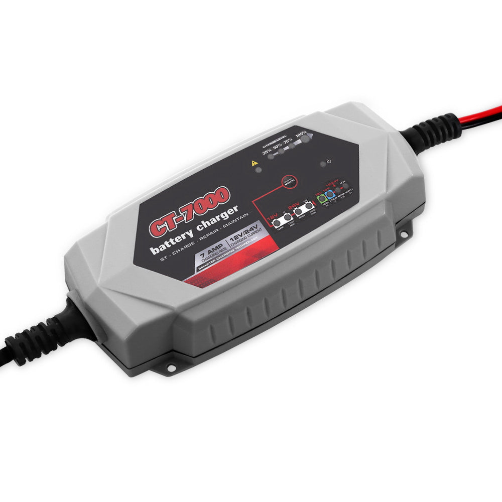 Smart Battery Charger 7A 12V 24V Automatic SLA AGM Car Truck Boat Motorcycle Caravan - image1