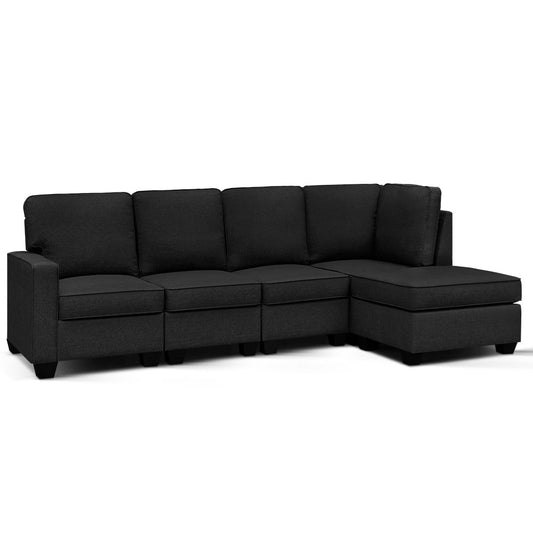 Sofa Lounge Set 5 Seater Chaise Chair Suite Couch Dark Grey - image1