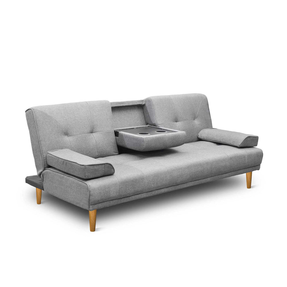 3 Seater Fabric Sofa Bed - Grey - image1