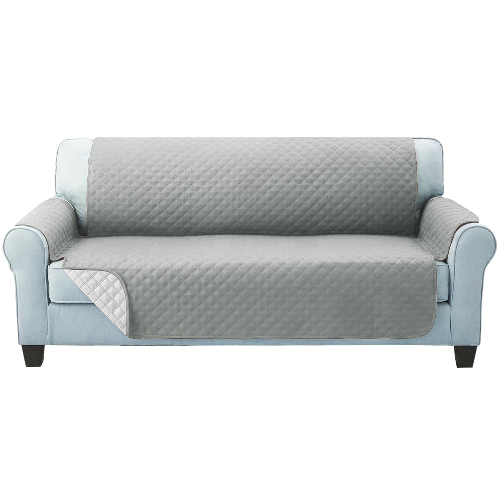 Sofa Cover Quilted Couch Covers Lounge Protector Slipcovers 3 Seater Grey - image3