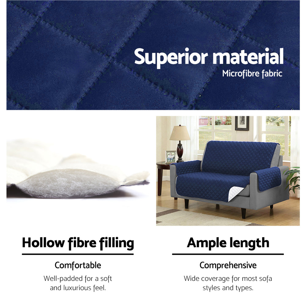 Sofa Cover Quilted Couch Covers Lounge Protector Slipcovers 3 Seater Navy - image4