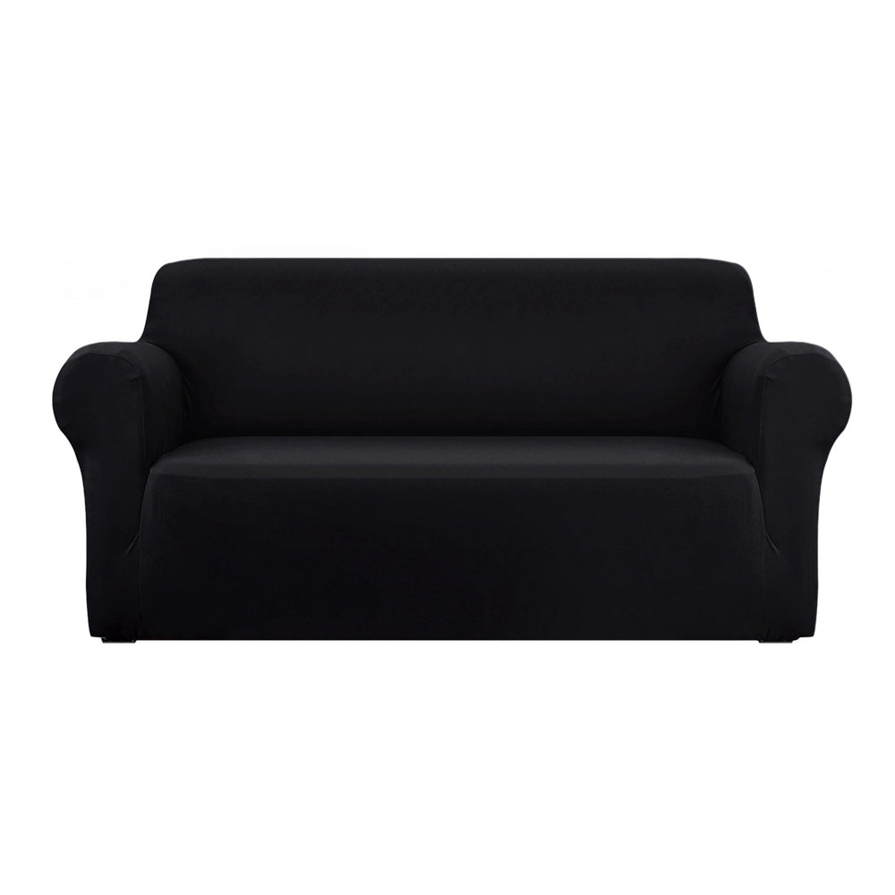 Sofa Cover Elastic Stretchable Couch Covers Black 3 Seater - image1