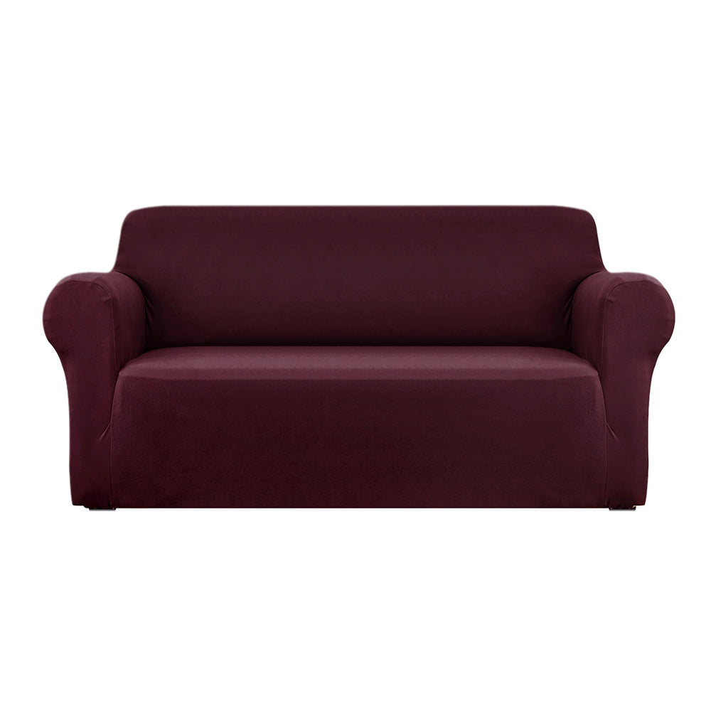 Sofa Cover Elastic Stretchable Couch Covers Burgundy 3 Seater - image1