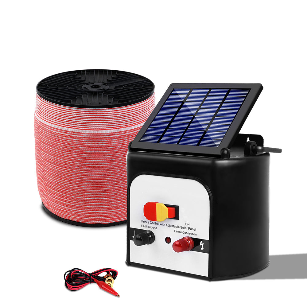 Electric Fence Energiser 8km Set Solar Powered Energizer + 2000m Tape - image3
