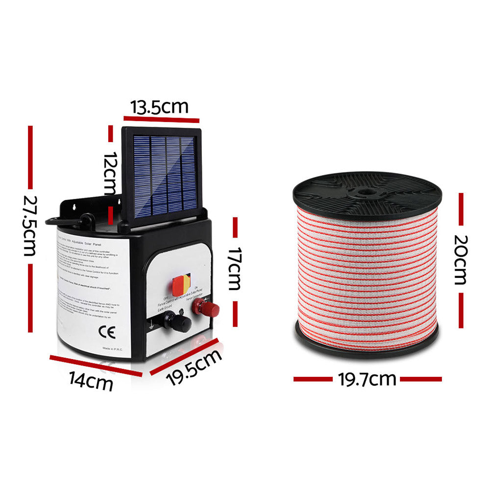 8km Solar Electric Fence Energiser Charger with 400M Tape and 25pcs Insulators - image2