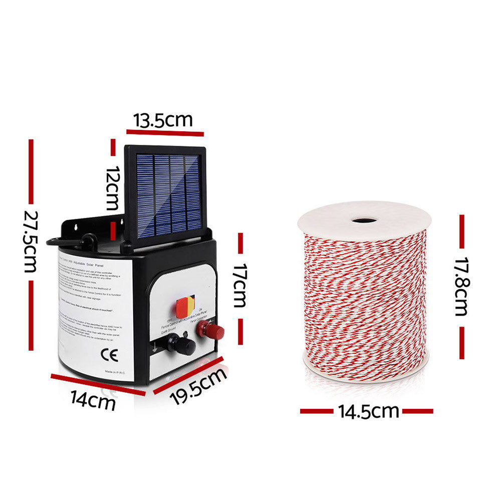 8km Solar Electric Fence Energiser Charger with 500M Tape and 25pcs Insulators - image2