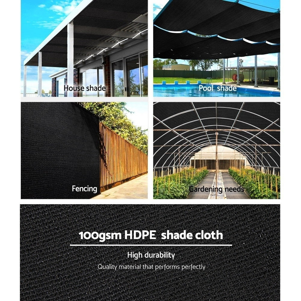 50% Sun Shade Cloth Shadecloth Sail Roll Mesh 1.83x20m 100gsm Black - image4