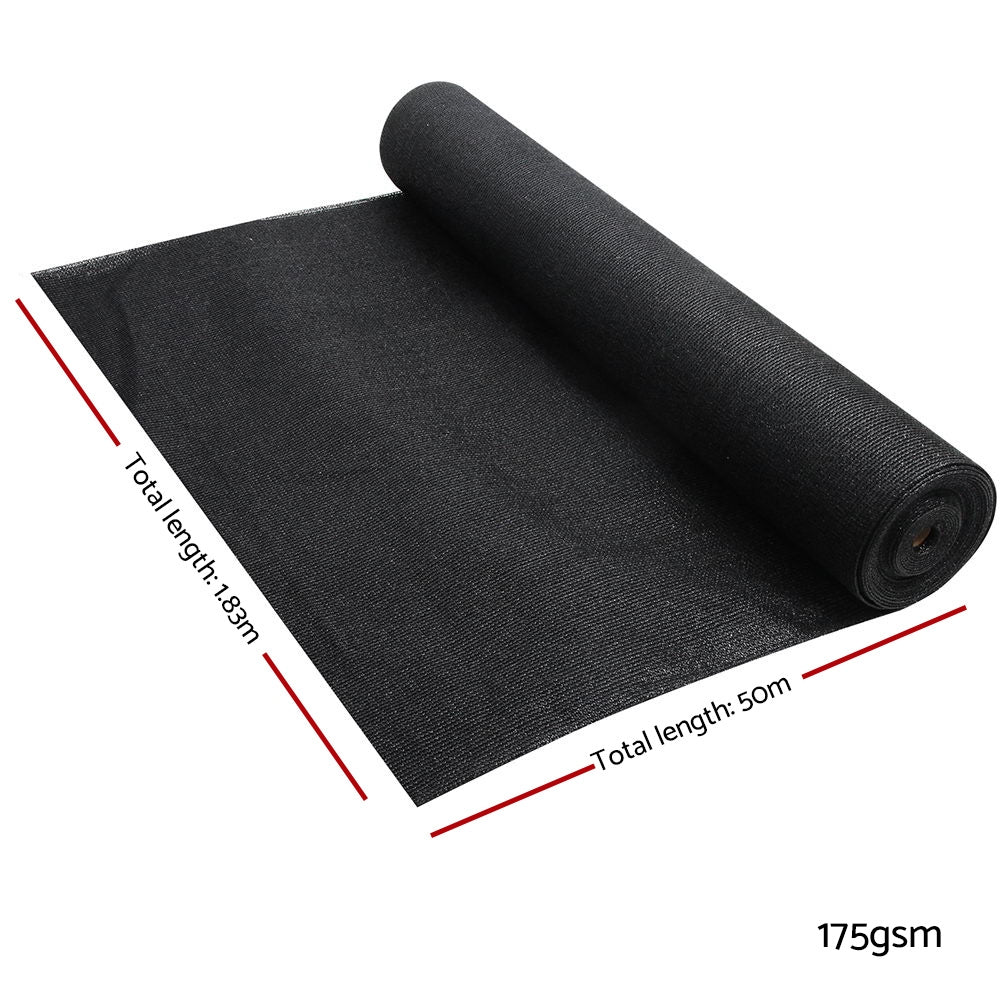 70% UV Sun Shade Cloth Shadecloth Sail Roll Mesh Garden Outdoor 1.83x50m Black - image2