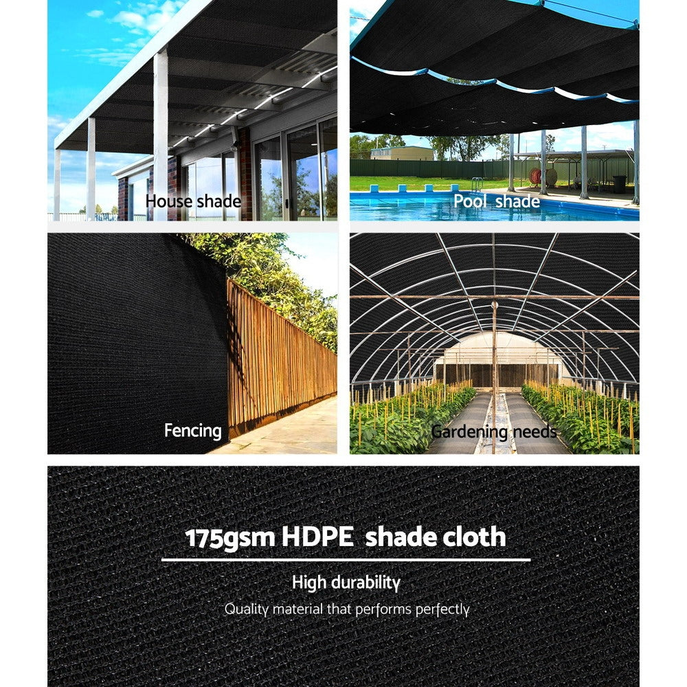 70% UV Sun Shade Cloth Shadecloth Sail Roll Mesh Garden Outdoor 1.83x50m Black - image4