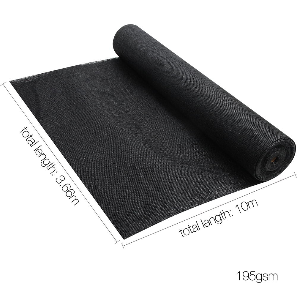 3.66 x 10m Shade Sail Cloth - Black - image2