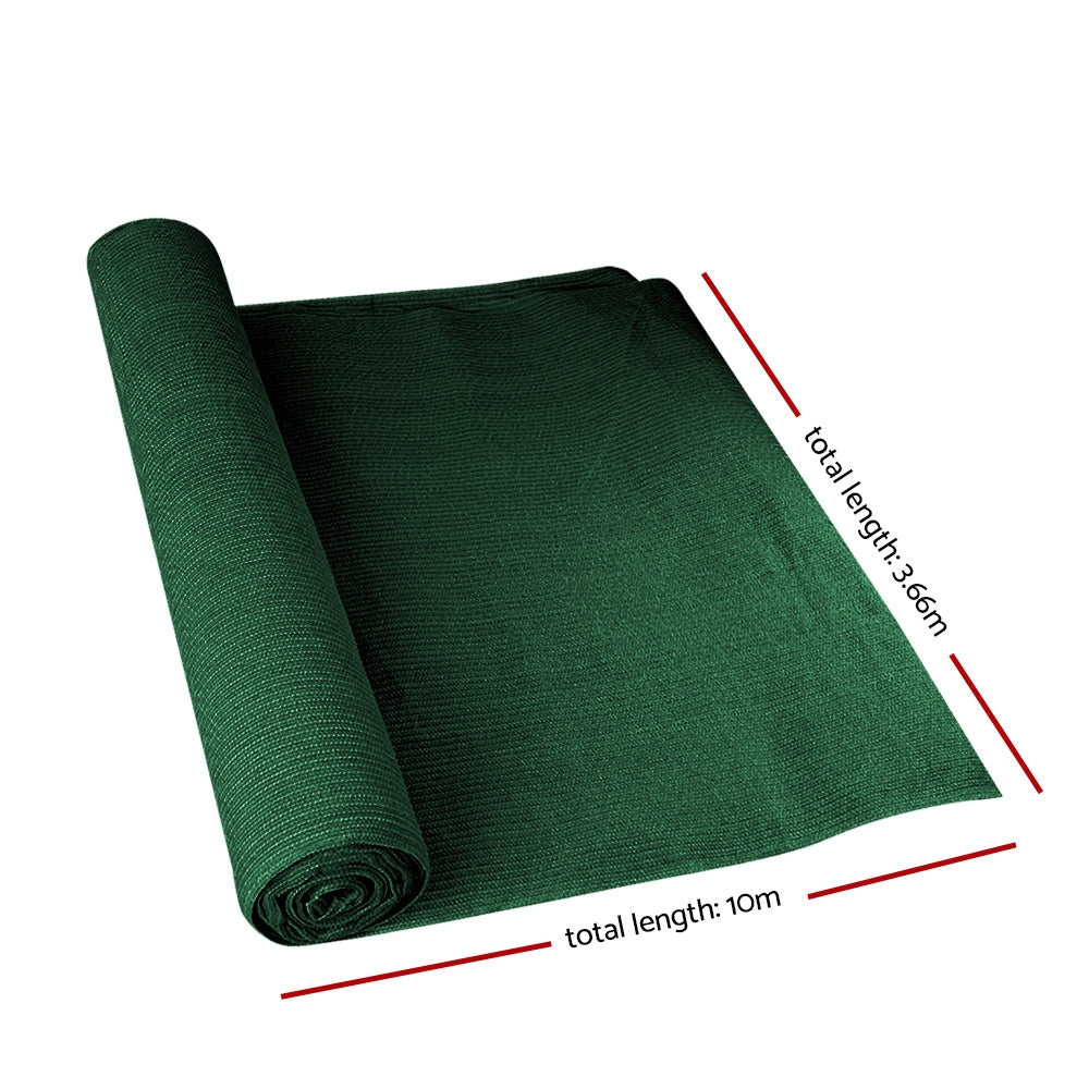 90% Sun Shade Cloth Shadecloth Sail Roll Mesh 3.66x10m 195gsm Green - image2