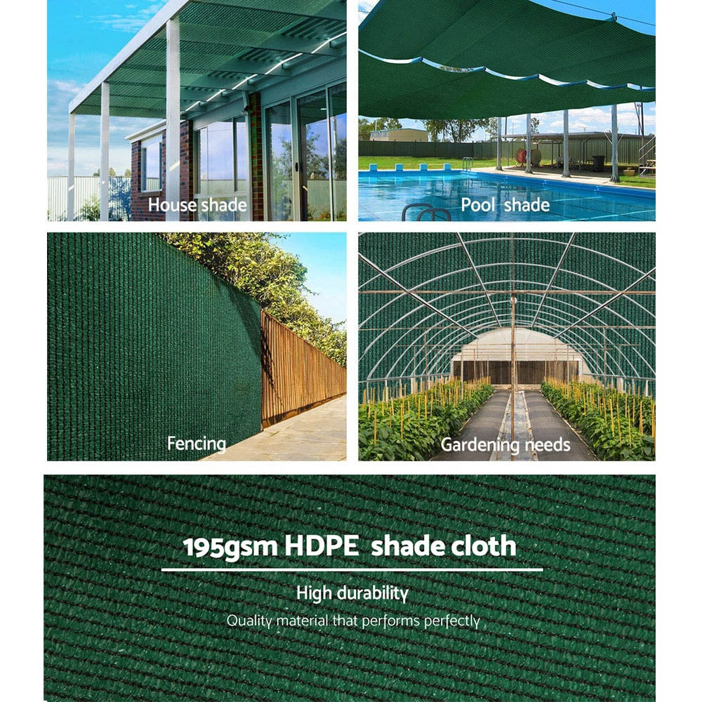 90% Sun Shade Cloth Shadecloth Sail Roll Mesh 3.66x10m 195gsm Green - image5