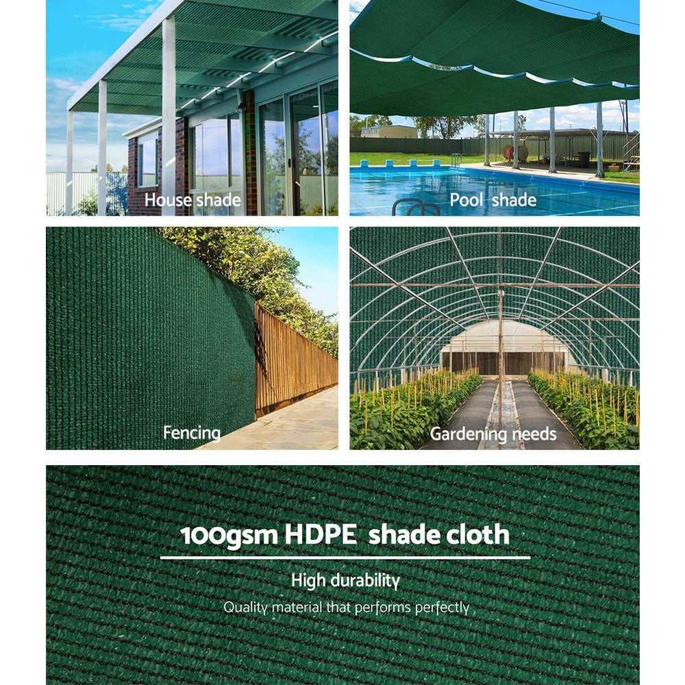 50% Sun Shade Cloth Shadecloth Sail Roll Mesh 3.66x20m 100gsm Green - image4