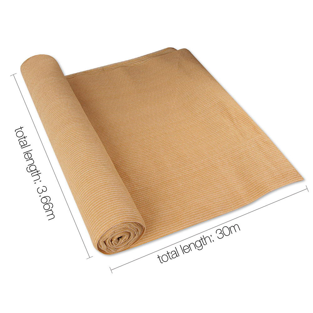 70% UV Sun Shade Cloth Shadecloth Sail Roll Mesh Outdoor 3.66x30m Beige - image2