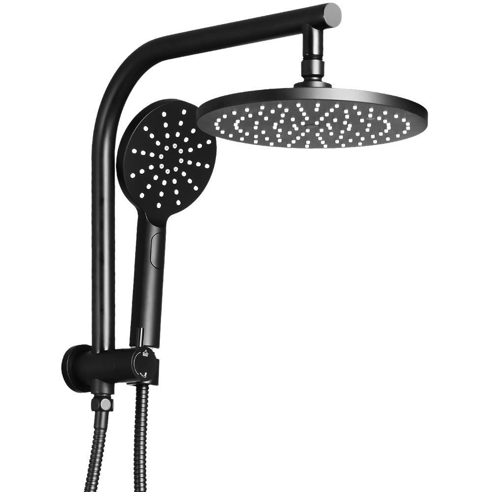 9'' Rain Shower Head Set Round Handheld High Pressure Wall Black - image1