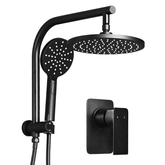 9'' Rain Shower Head Mixer Round Handheld High Pressure Wall Black - image1