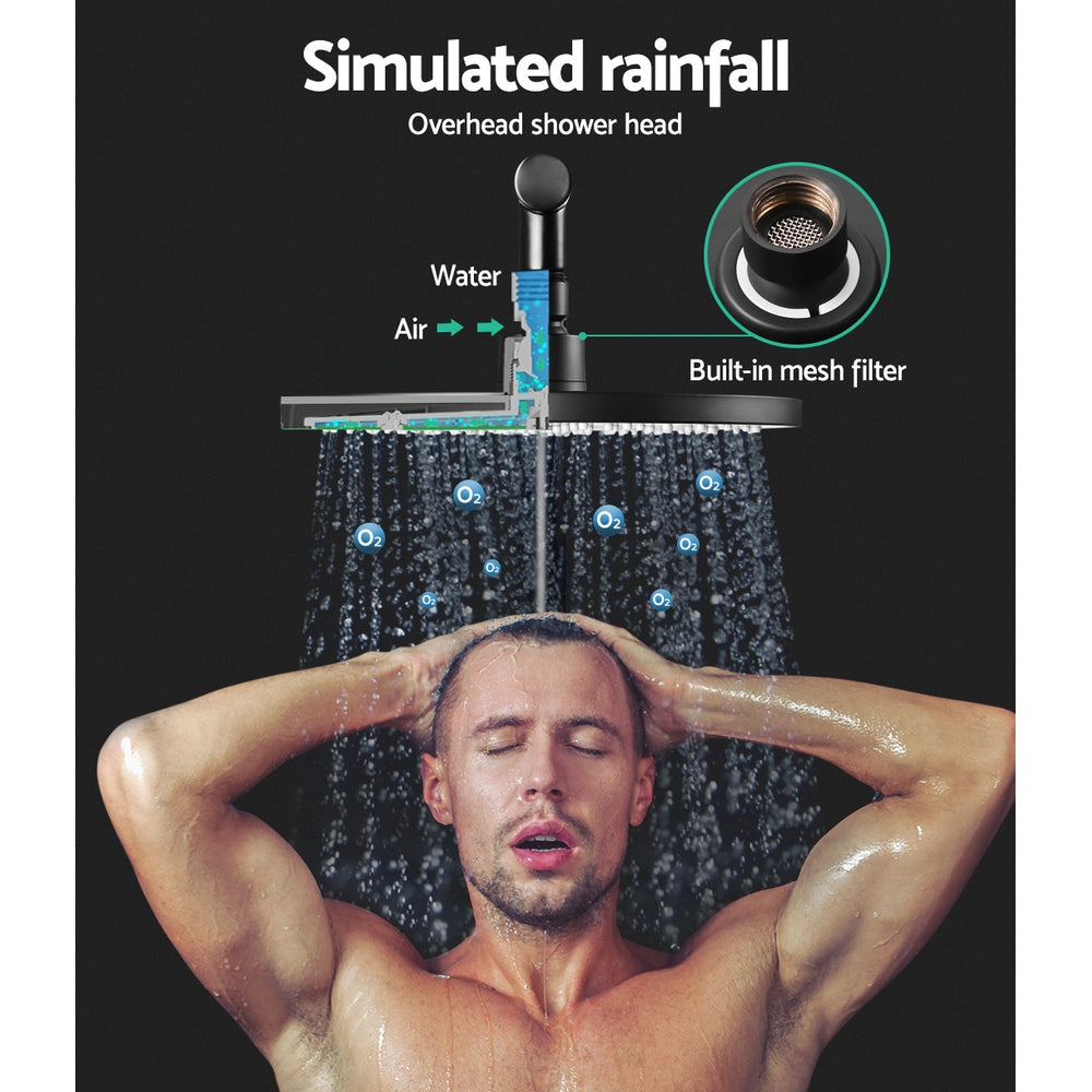 9'' Rain Shower Head Mixer Round Handheld High Pressure Wall Black - image4