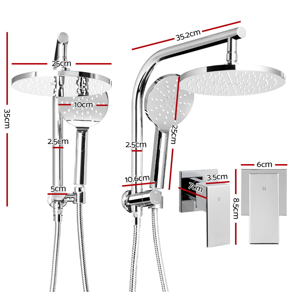 9'' Rain Shower Head Taps Round Handheld High Pressure Wall Chrome - image2