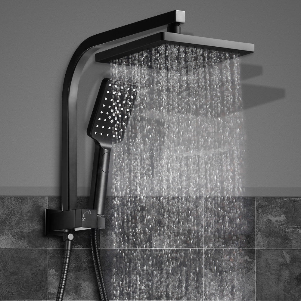 8'' Rain Shower Head Set Square Handheld High Pressure Wall Black - image7