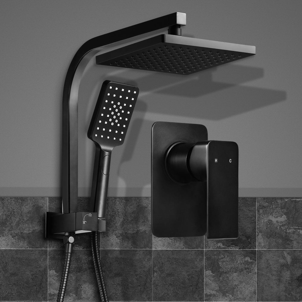 8'' Rain Shower Head Mixer Square Handheld High Pressure Wall Black - image7