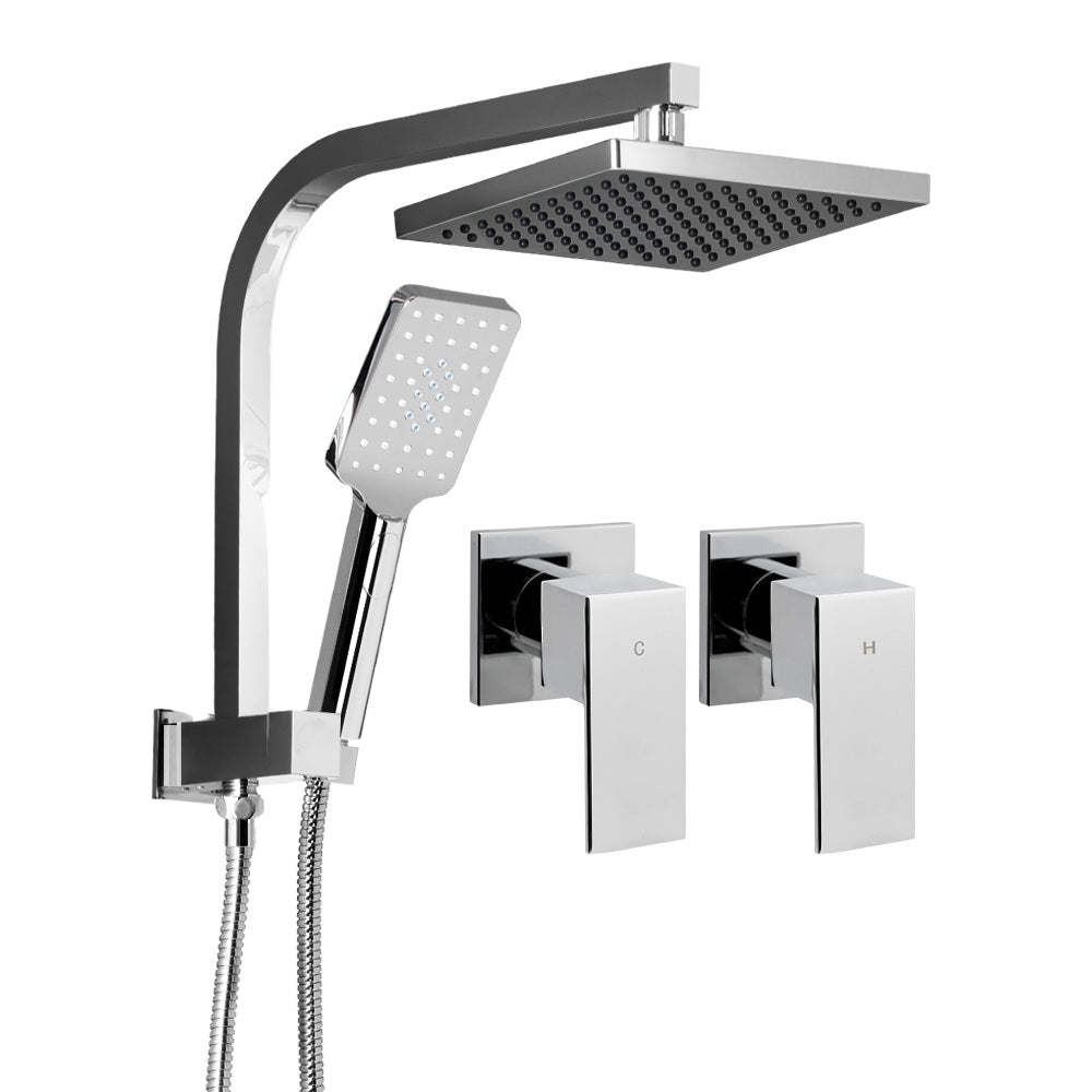 8'' Rain Shower Head Taps Square Handheld High Pressure Wall Chrome - image1