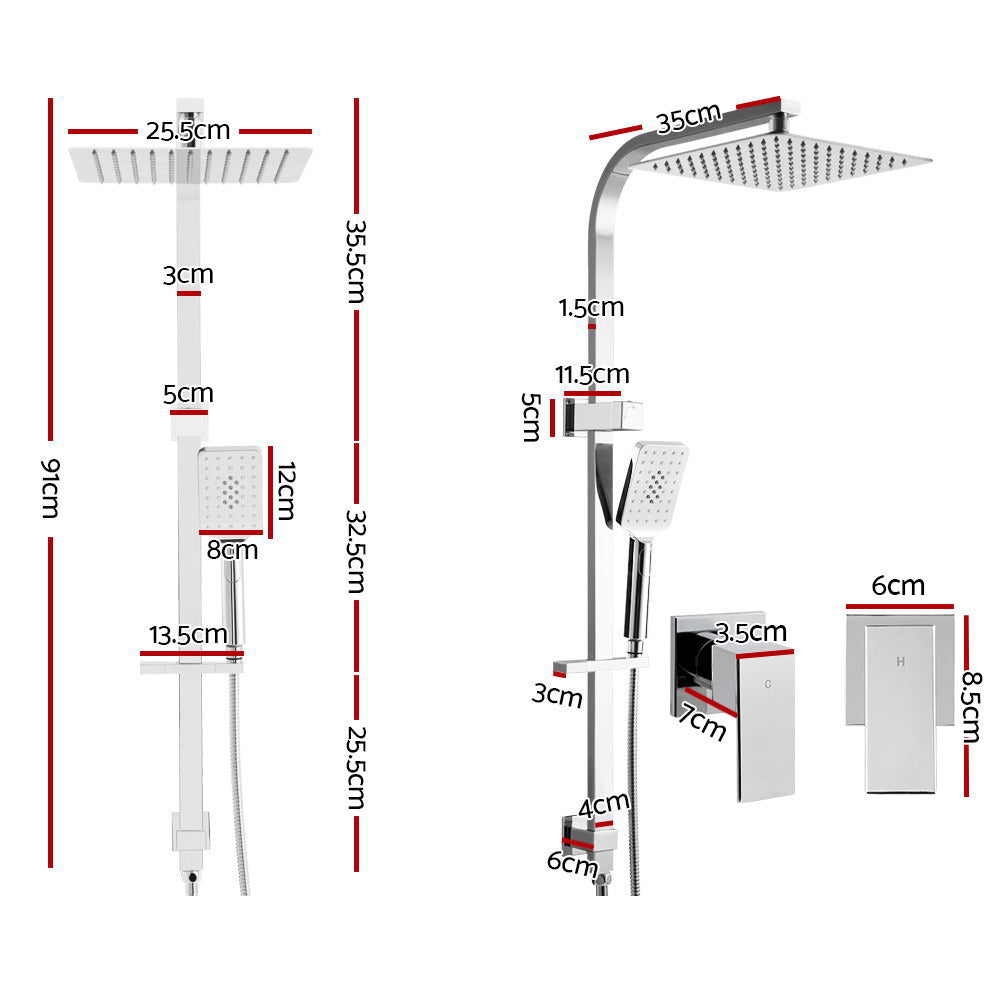 10'' Rain Shower Head Taps Round Handheld High Pressure Wall Chrome - image2