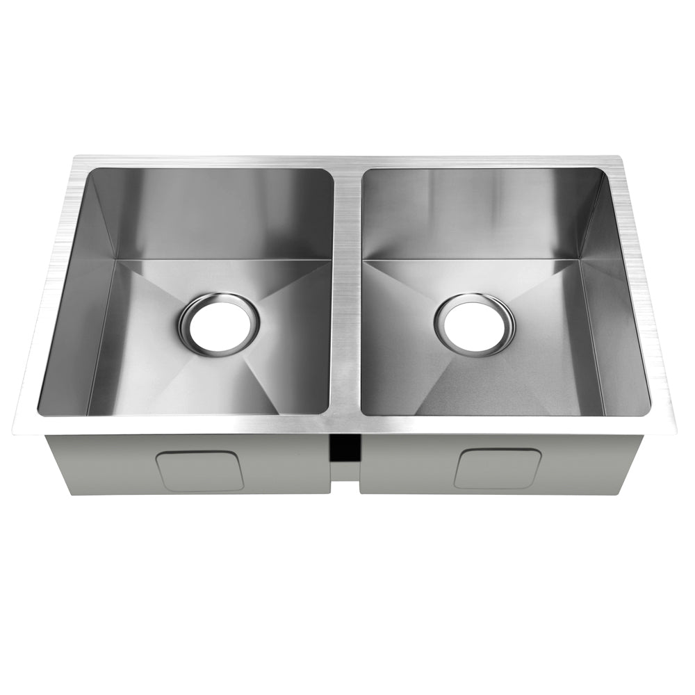 Stainless Steel Kitchen Sink 770X450MM Under/Topmount Laundry Double Bowl Silver - image3