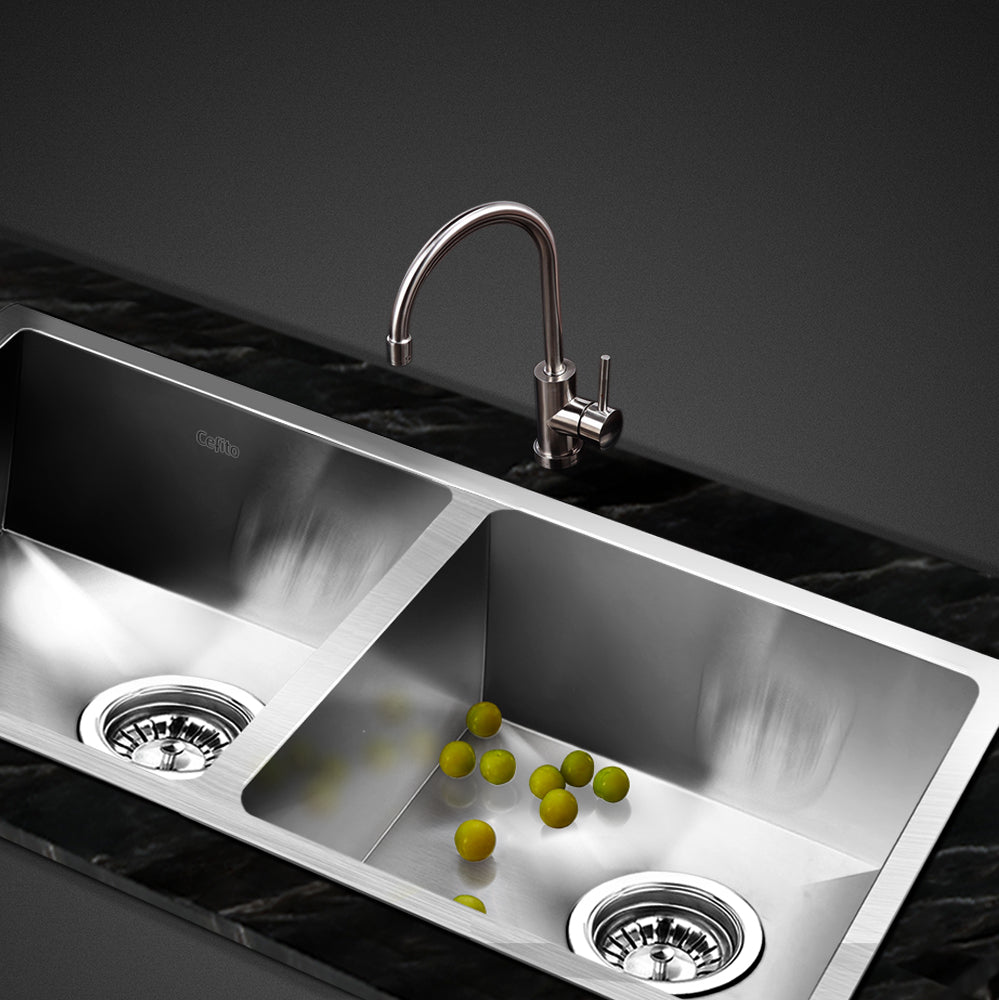 Stainless Steel Kitchen Sink 770X450MM Under/Topmount Laundry Double Bowl Silver - image8