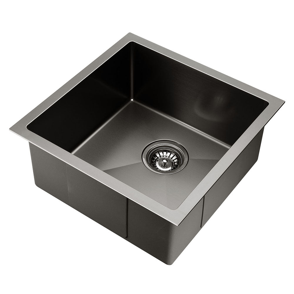 Stainless Steel Kitchen Sink 440X440MM Under/Topmount Sinks Laundry Bowl Black - image1