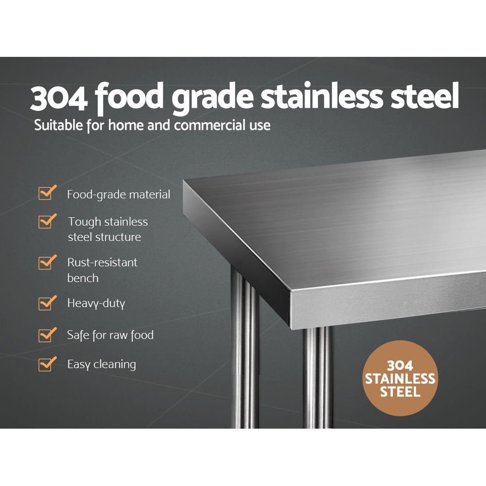 1829 x 610mm Commercial Stainless Steel Kitchen Bench - image3
