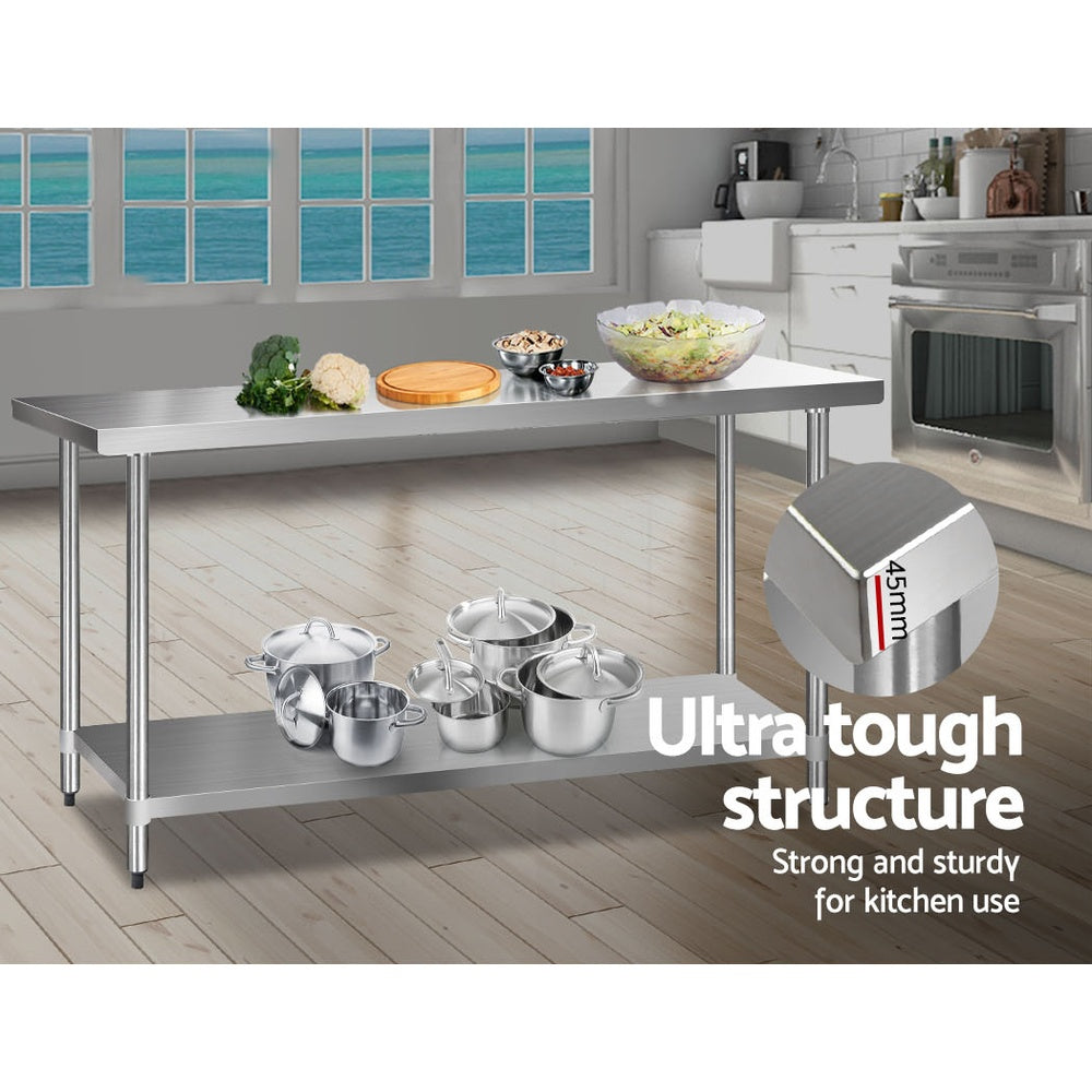 1829 x 610mm Commercial Stainless Steel Kitchen Bench - image4