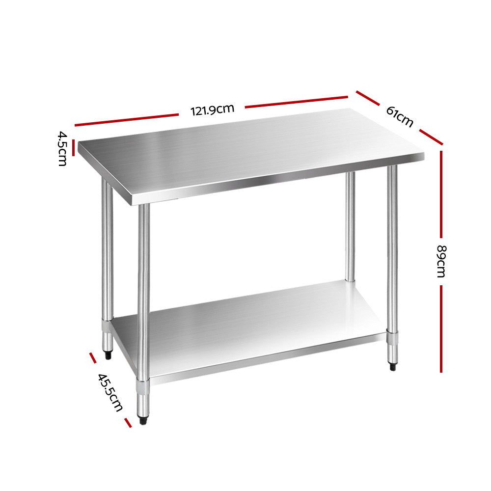 610 x 1219mm Commercial Stainless Steel Kitchen Bench - image2