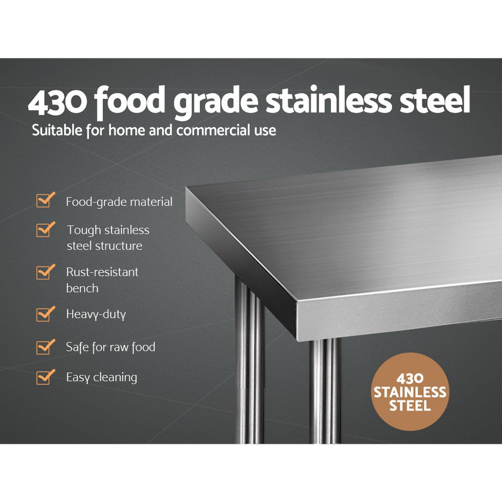 610 x 1219mm Commercial Stainless Steel Kitchen Bench - image3