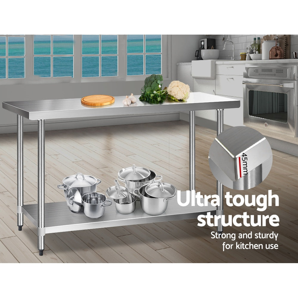610 x 1524mm Commercial Stainless Steel Kitchen Bench - image4